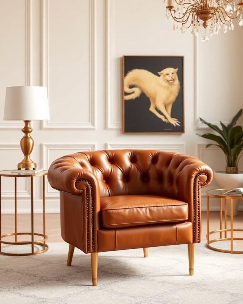 Caramel Tufted Accent Chair